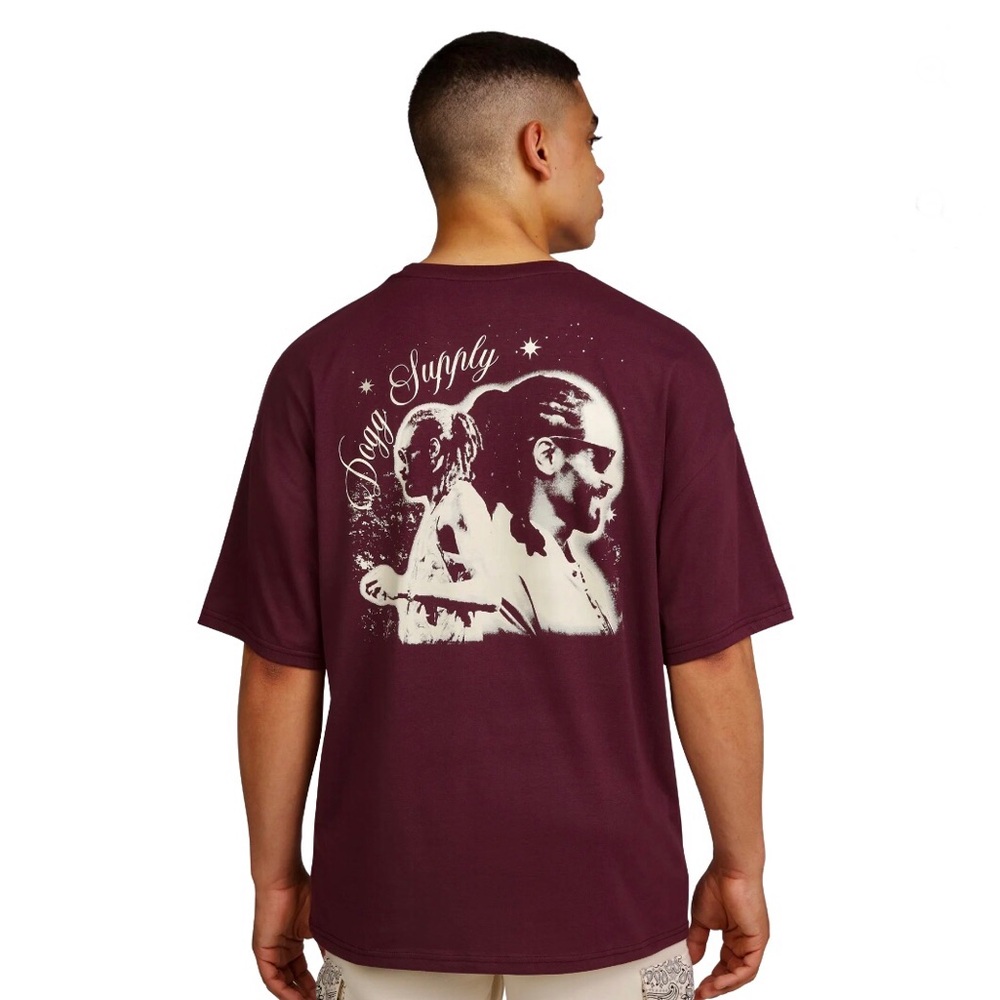 Dogg Supply Burgundy Snoop Dogg Men’s Graphic Tee NWT Size Extra Large